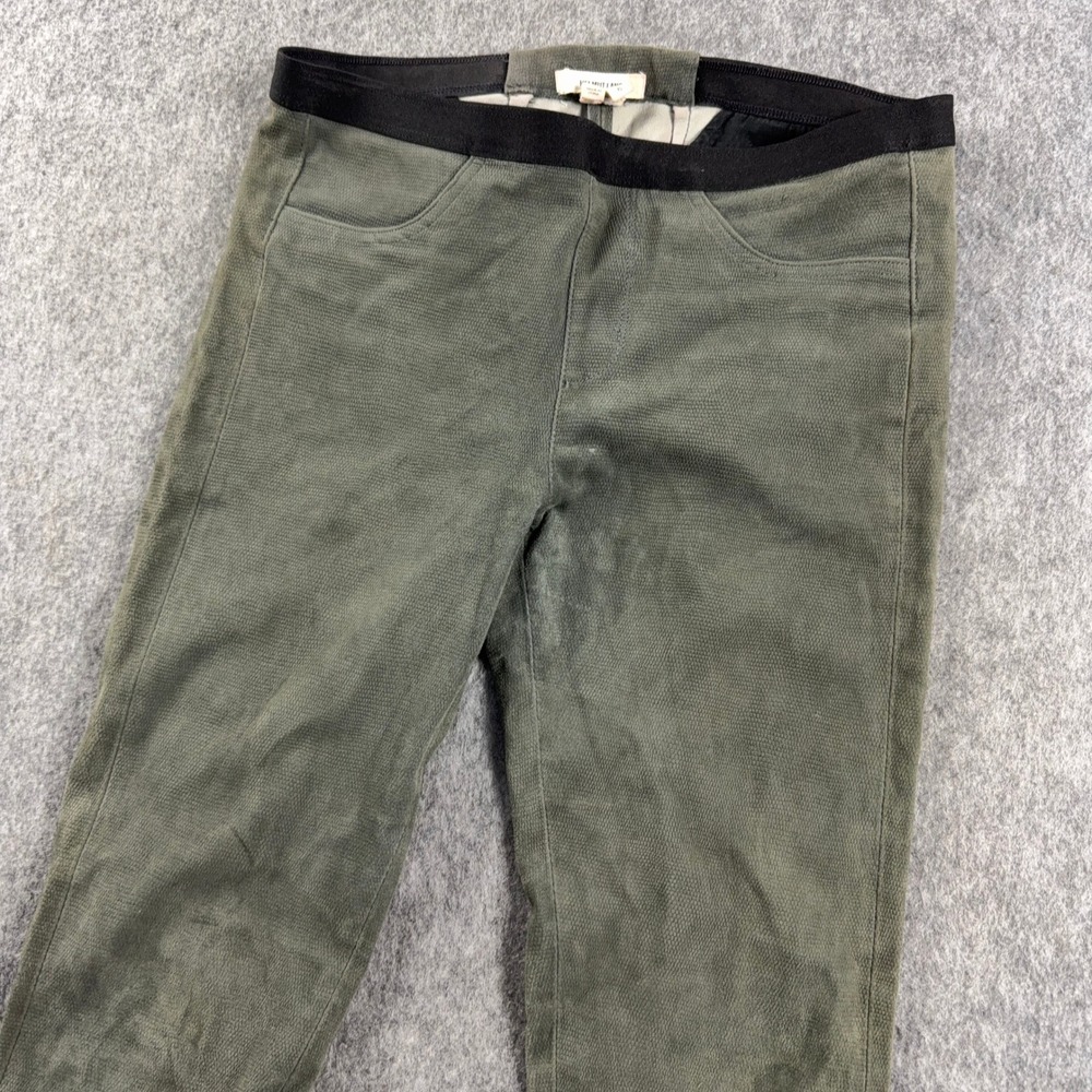 Helmut Lang Womens Size 6 Lamb Leather Leggings Pants Olive Green Textured Skin